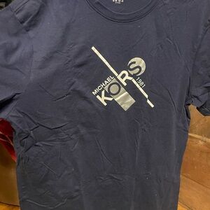 MICHAEL Michael Kors Navy Tee with Silver Graphic